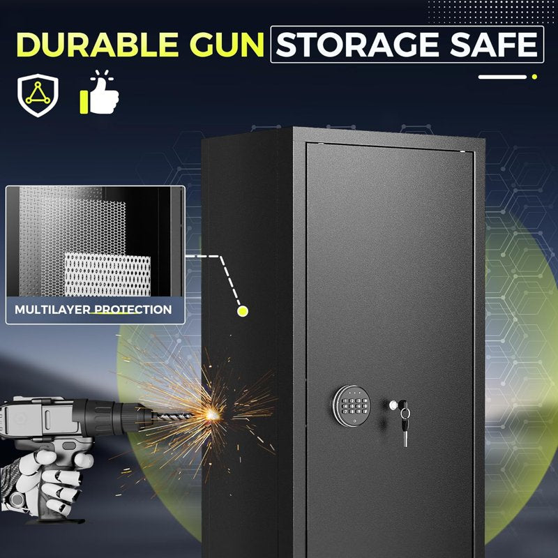 Large Gun Safe with Adjustable Shelves - Secure Rifle and Pistol Storage