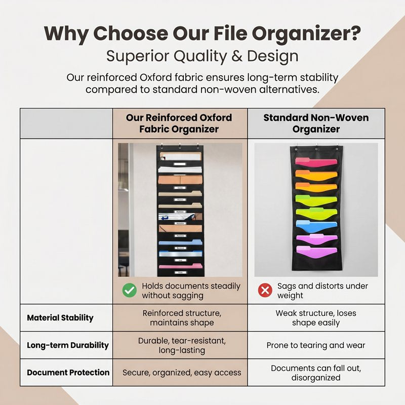 10-Tier Wall Mount File Organizer for Office & Classroom - Heavy Duty Vertical Storage