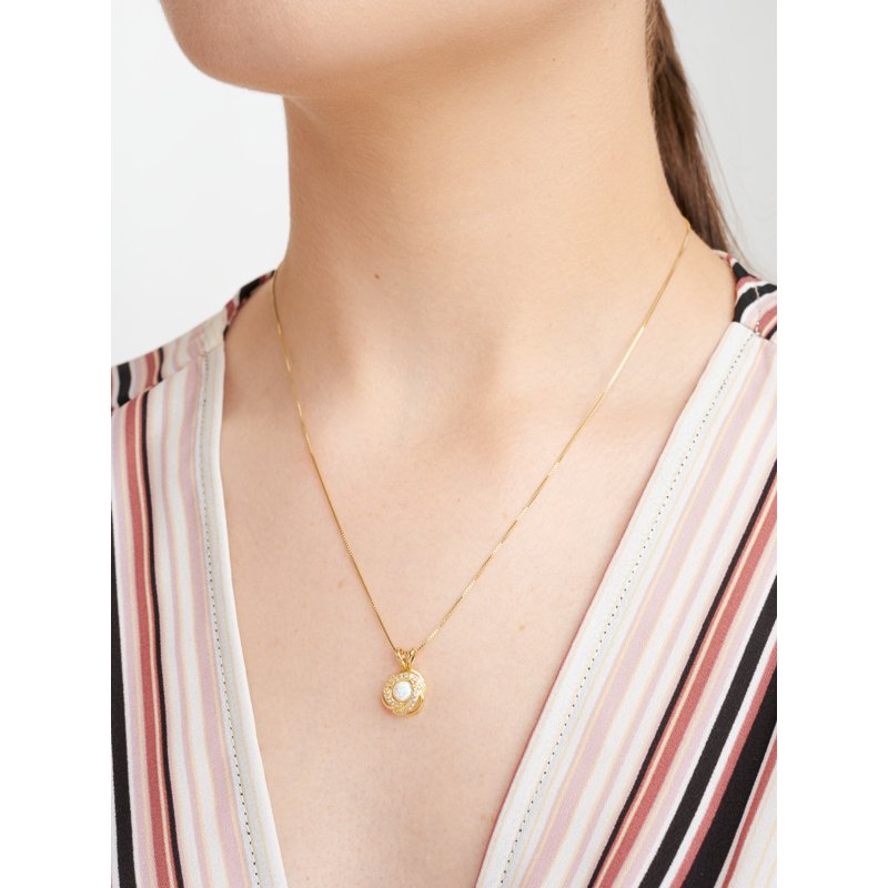 Love Knot Pendant Necklace with Created Opal - Gold Plated Sterling Silver, Gift for Women