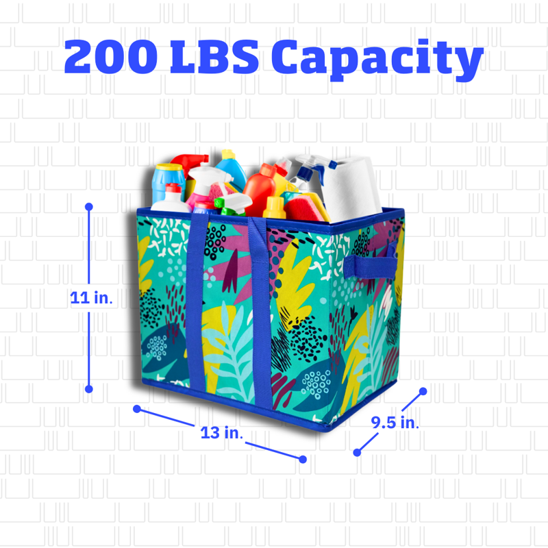 Collapsible Tote Bags Set of 3 - Heavy Duty Reusable Storage & Shopping Totes