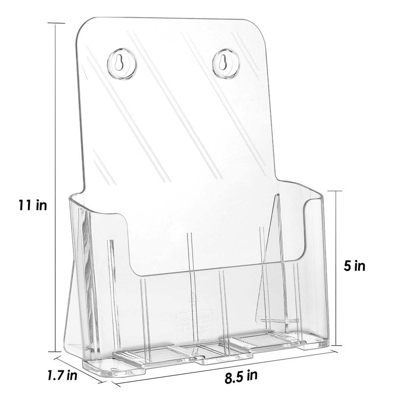 Acrylic Brochure Holders 2-Pack - Wall-Mountable Literature Display Racks