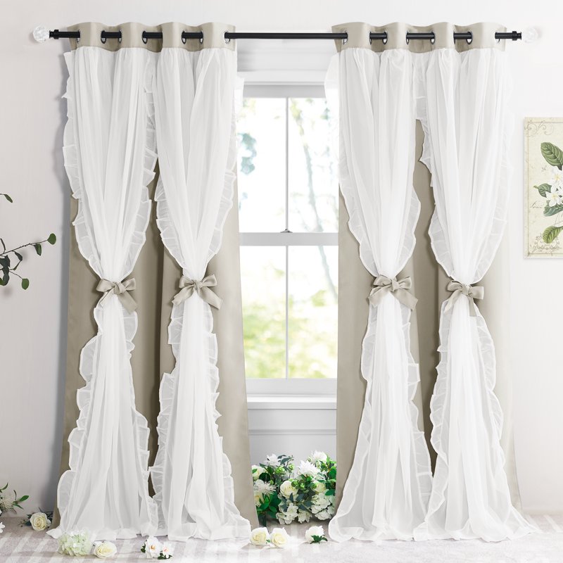 Double Layer Blackout Curtains for Living Room & Bedroom - Light Blocking, Privacy, Thermal Insulation, Set of 2