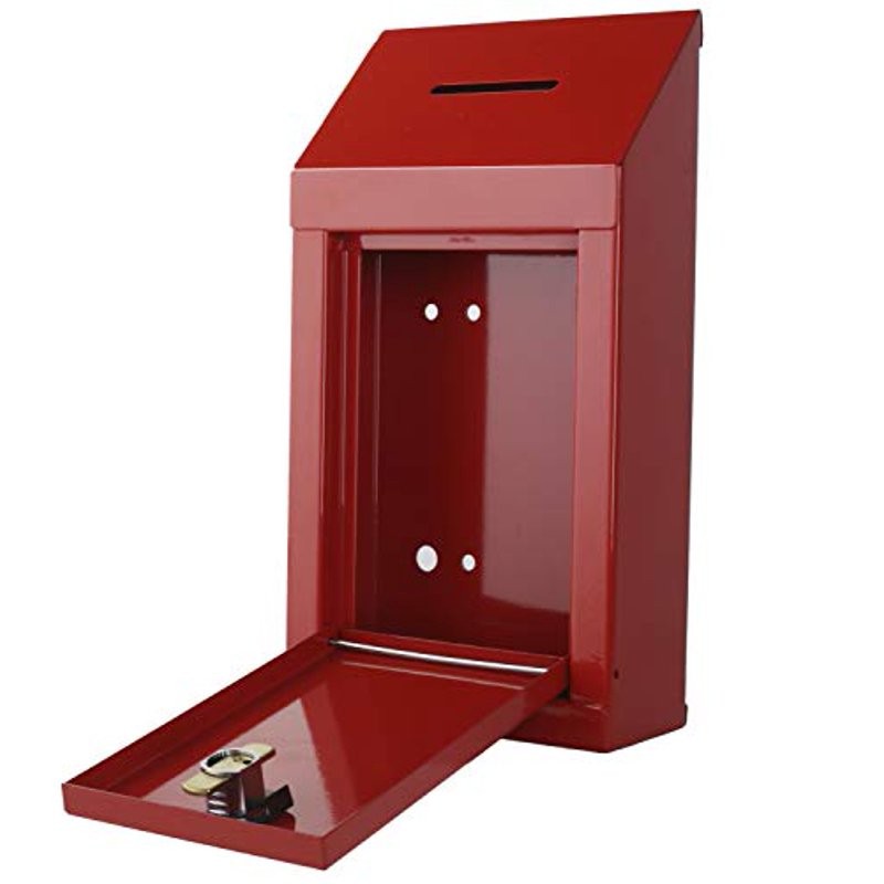 Wall Mount Metal Donation Box with Lock and Keys - Heavy Duty Security