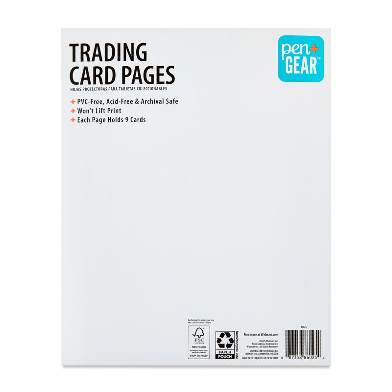 9-Pocket Trading Card Pages Clear 8.5x11in Protectors for Collectible Cards