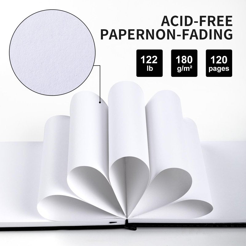 Square Sketchbook for Drawing, 120 Pages, Thick Acid-Free Paper, Mixed Media Art Book