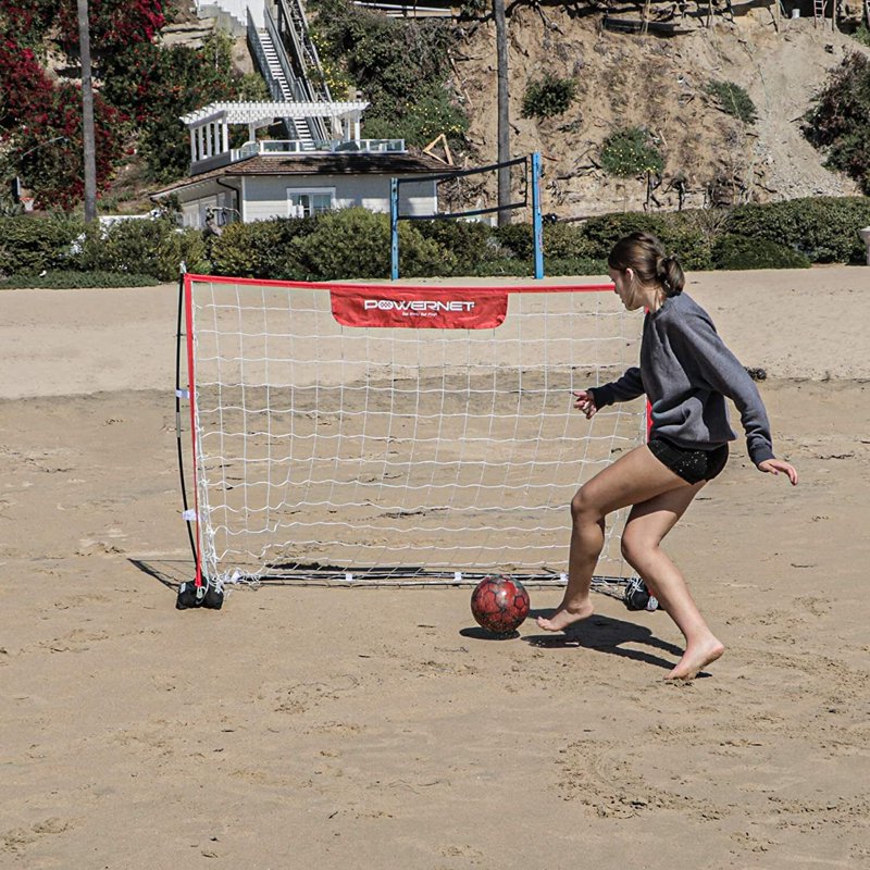 PowerNet 6x4 ft Portable Soccer Goal – Collapsible Pop-Up Goal with Fiberglass Poles, Includes Storage Bag and Sandbags