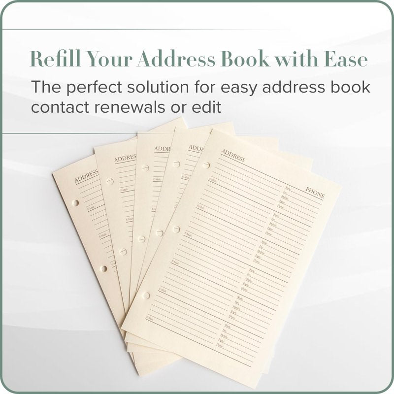 Address Book Refill Pages 5.5x8 Inches - 30 Pages for Contact Storage