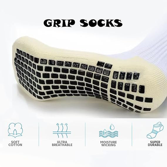 Kids Youth Grip Soccer Socks - Non-Slip Athletic Socks for Boys Girls