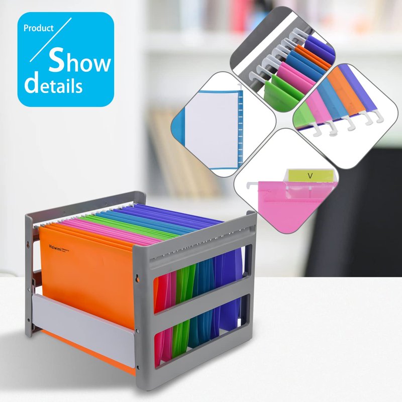 15 Pack PVC Hanging File Folders Letter Size Color-Coded Office Organizer