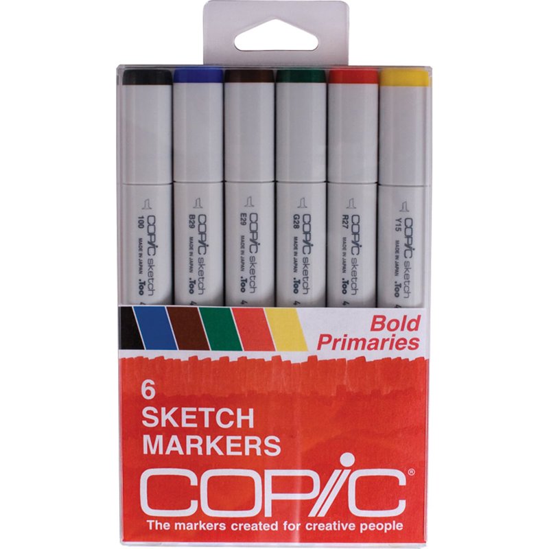 Copic Sketch Marker Set - Bold Primaries Assorted (6 Markers) Variation: Bold Primaries