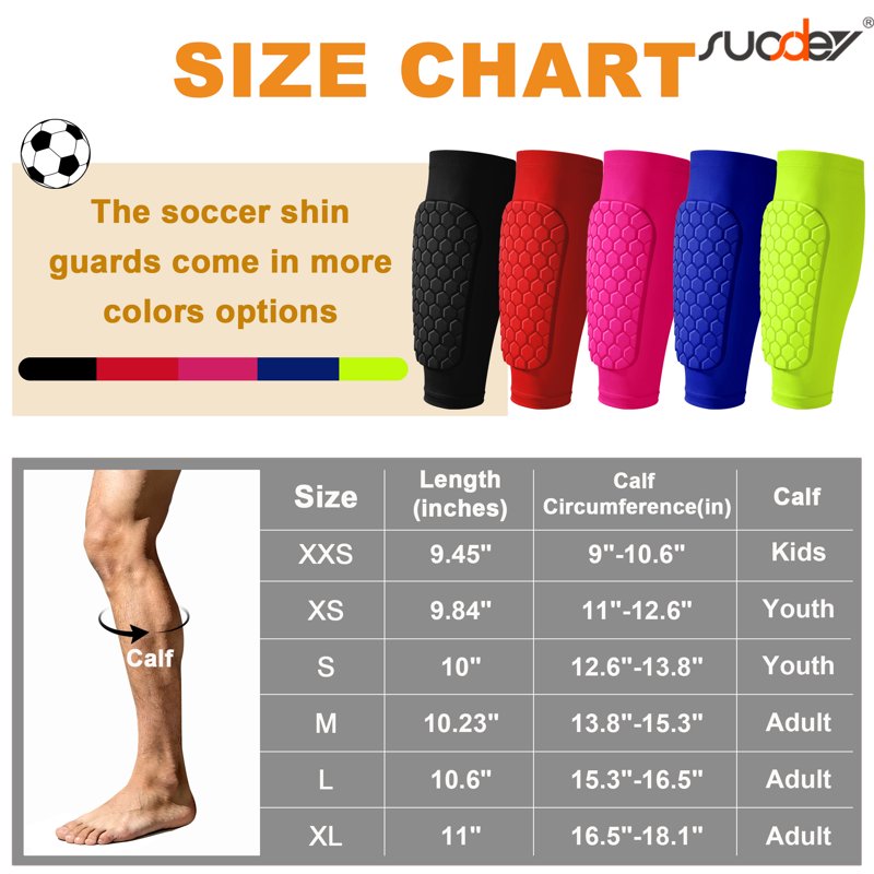 Shin Guards for Kids, Youth & Adults – SUOSDEY Calf Compression Sleeve with Honeycomb Pads (XXS-Calf:9\"-10.6\", Hot Pink)