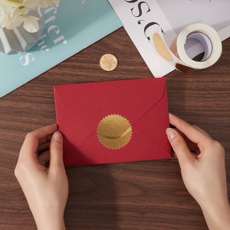 250pcs Gold Envelope Seal Stickers 2-Inch Round Labels for Packaging & Weddings