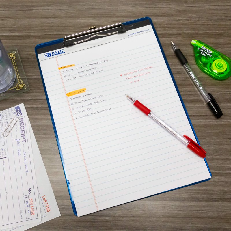 Perforated Writing Pads Set - 12 Pack, 50 Sheets Each, White, 8.5x11.75 Inches