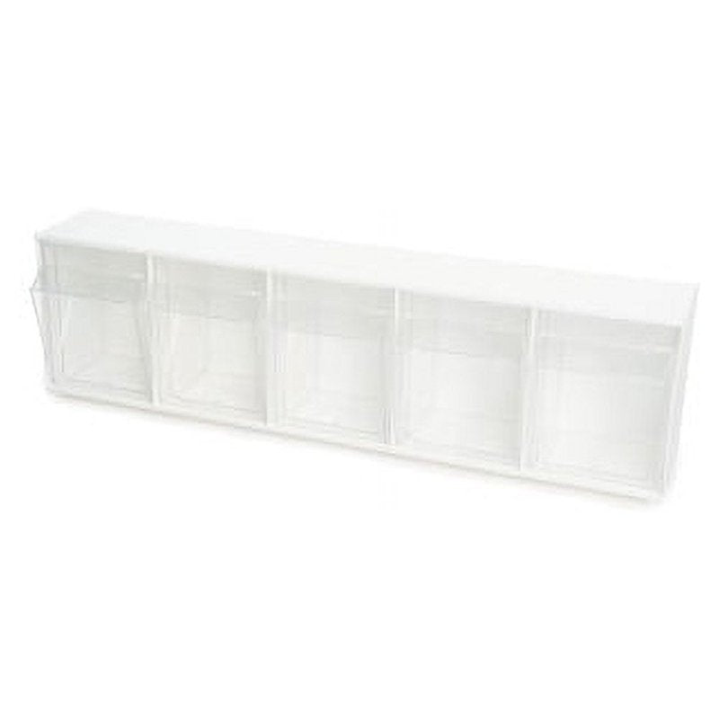 Deflecto Interlocking Tilt Bin Storage System - 5 White Bins for Organization