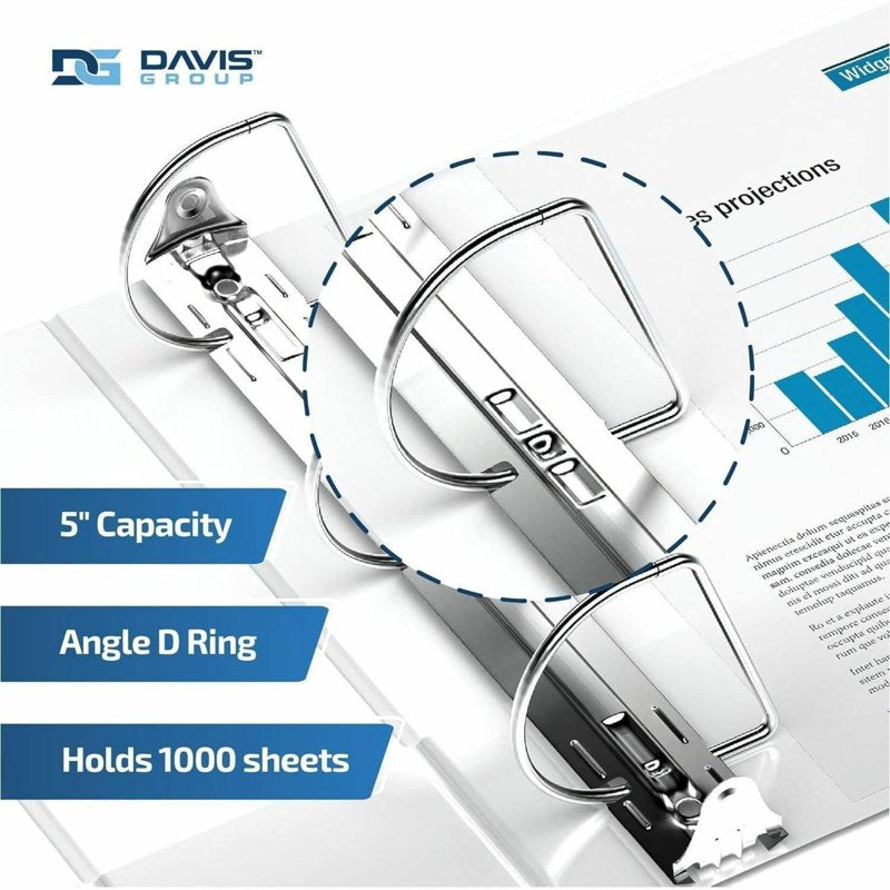 Heavy Duty View Binder with Clear Front & Back Cover, 3-Ring, Customizable Spine, 4 Pack - White