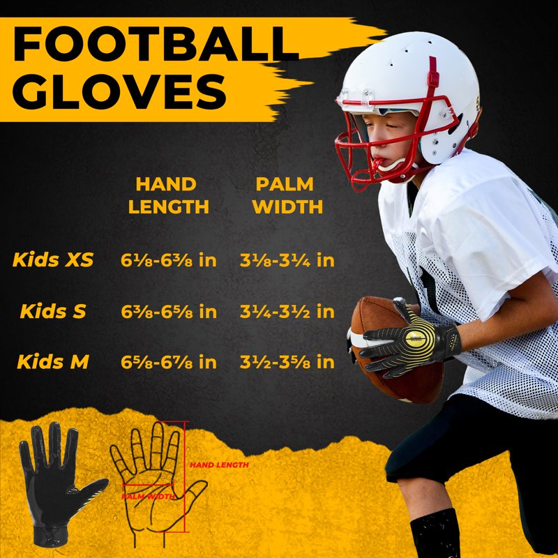 Youth Football Gloves with Super Grip and Breathable Design – Kids Receiver Gloves for Boys and Girls