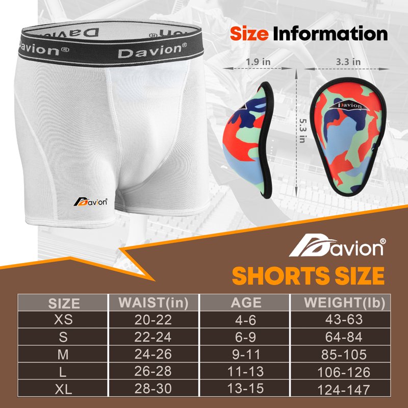 Youth Boys Baseball Compression Shorts with Protective Cup - Breathable Athletic Underwear