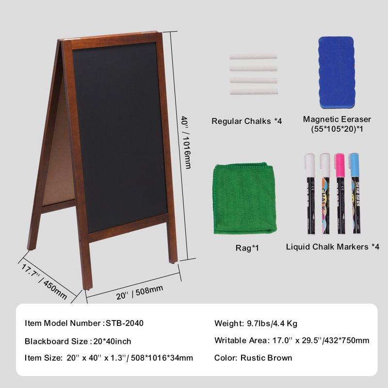 20x40 Inch Pedestal Sign Holder – Menu Display A-Frame Chalkboard Stand