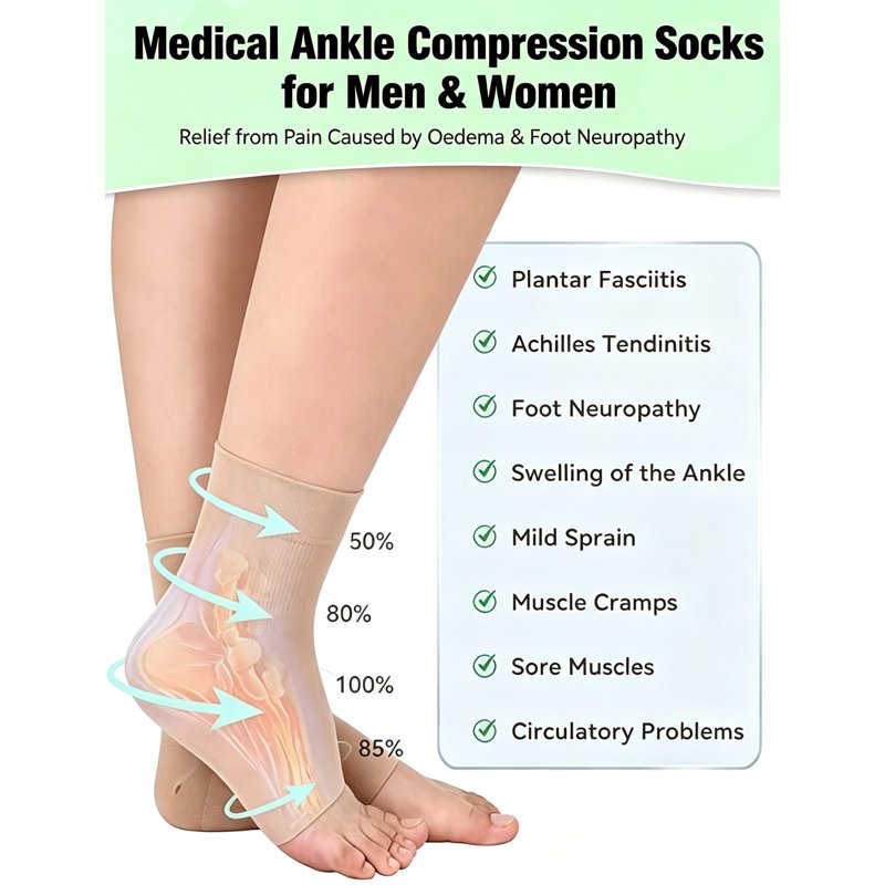 Unisex Ankle Compression Support Socks for Plantar Fasciitis & Swelling Relief