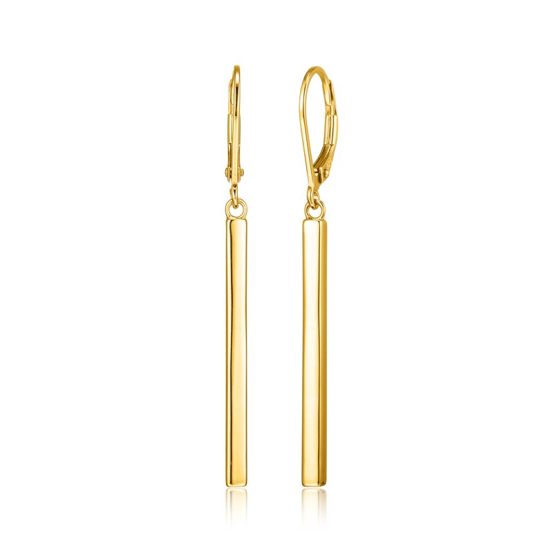 Gold Over Sterling Silver Vertical Bar Earrings for Women - Minimalist Jewelry