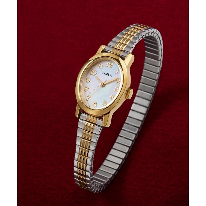 Timex Women's Cavatina 18mm Watch with Mother of Pearl Dial & Two-Tone Band
