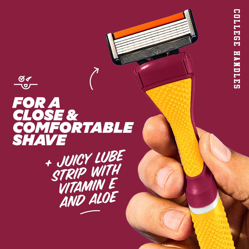 6-Blade Razor Starter Set with Diamond Grip Handle - Reusable Shaving Kit
