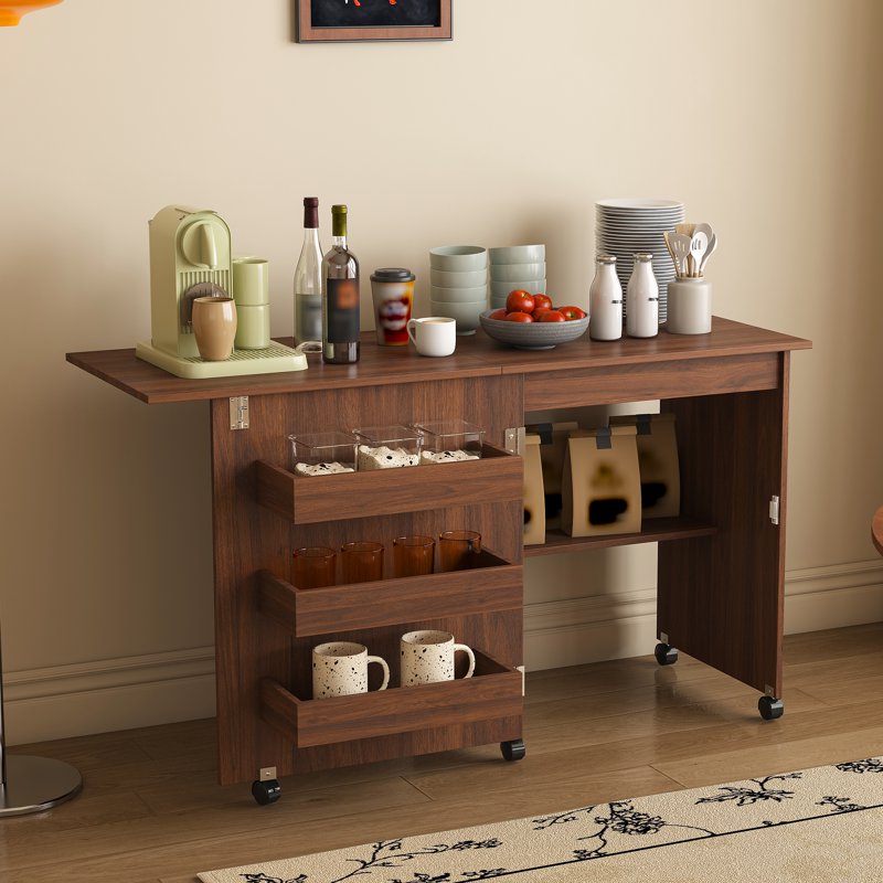 4-in-1 Folding Sewing Table with Storage and Wheels for Craft Room