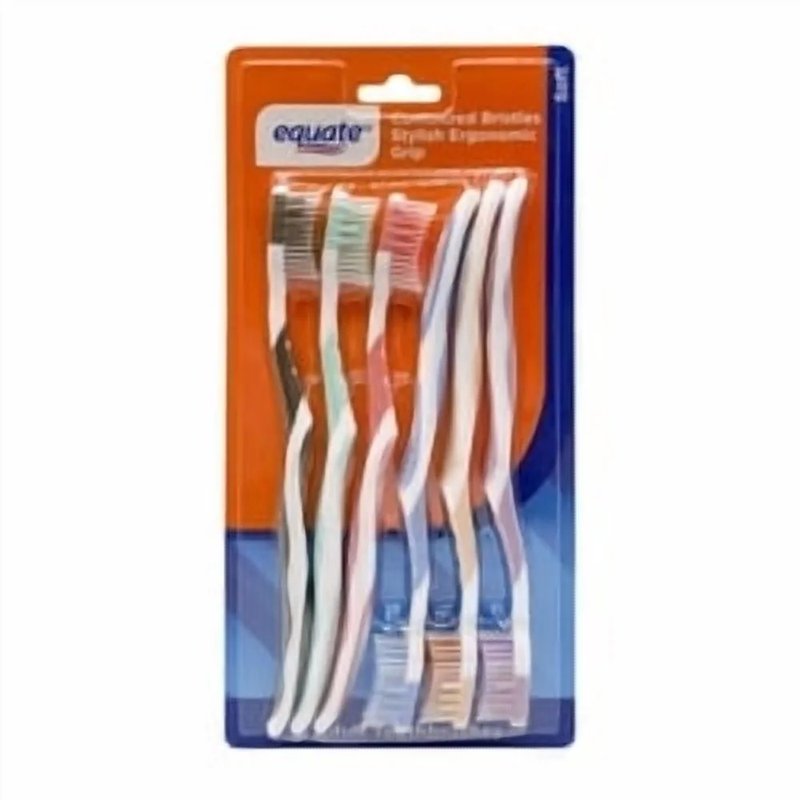 Manual Toothbrushes with Contoured Bristles & Ergonomic Handle - Soft, 6 Count