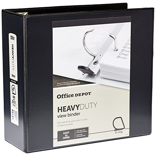 Heavy-Duty View Binder with EZ Comfort D-Ring 4 Inch - Black, 760 Sheets