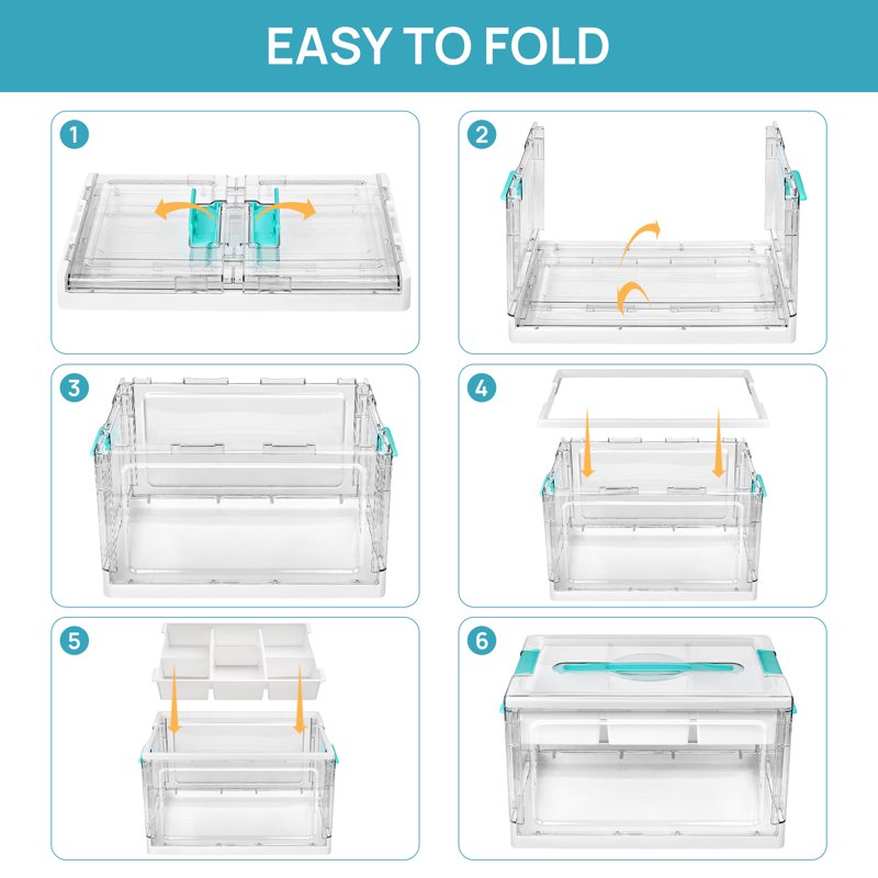 Large 24QT Clear Plastic Toy & Craft Storage Bin with Removable Dividers