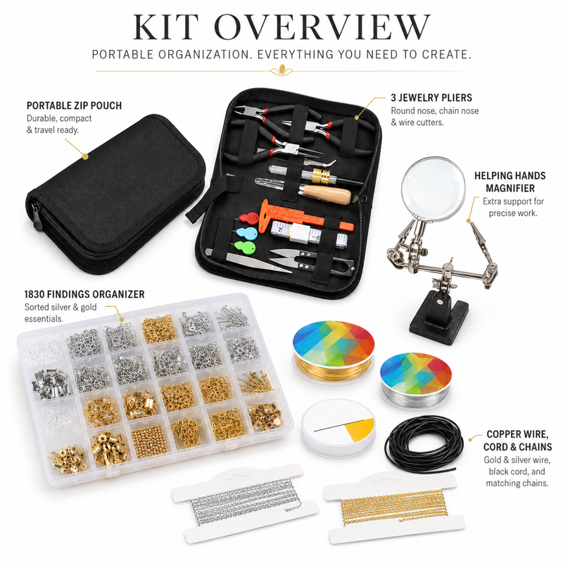 Jewelry Making Kit for Adults - Tools, Charms, Wires & Findings, All-Inclusive