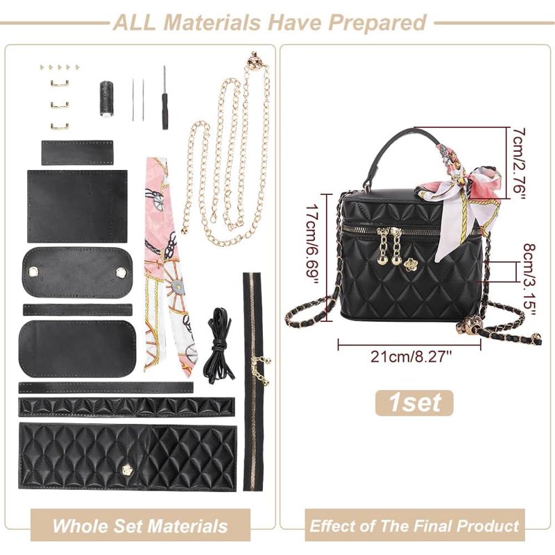 DIY Leather Crossbody Bucket Bag Making Kit - Handmade Shoulder Purse Accessories