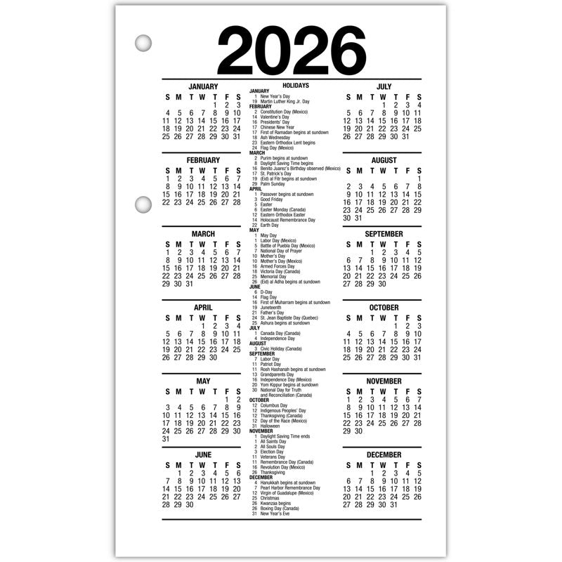 Recycled Daily Desk Calendar Refill 2026 - 12 Months, Standard Size
