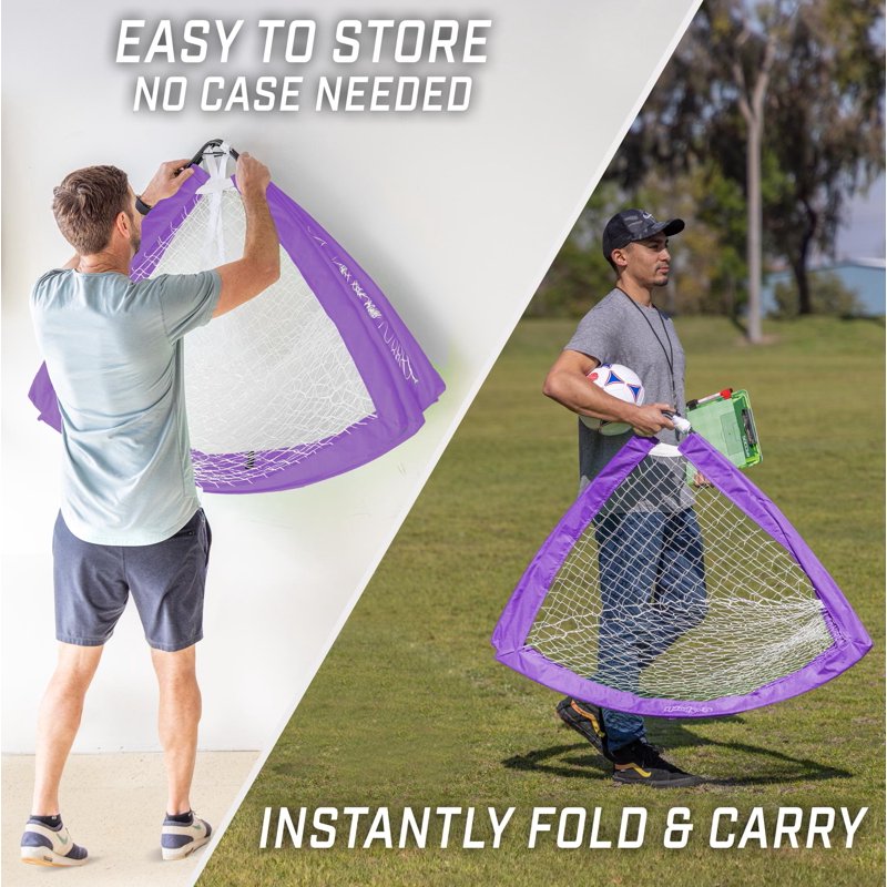GoSports 4 ft x 3 ft Pop-Up Soccer Goals Set for Kids - Pack of 2, Purple