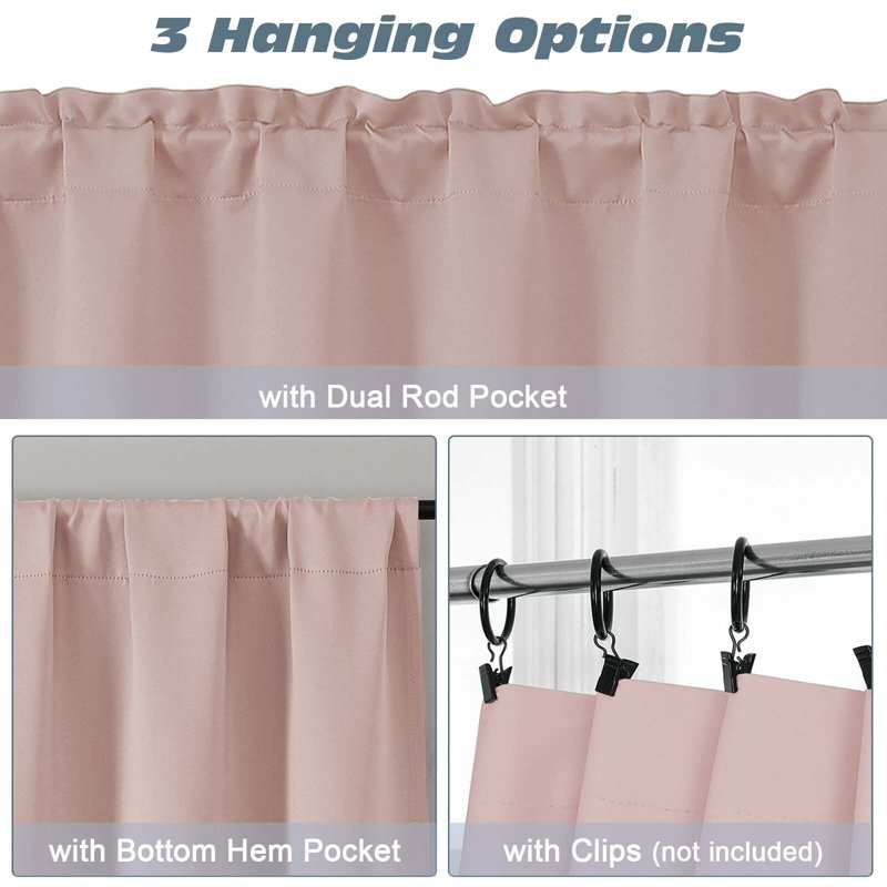 Short Tier Curtains with Rod Pocket for Kitchen, Bathroom, RV - 2 Pack