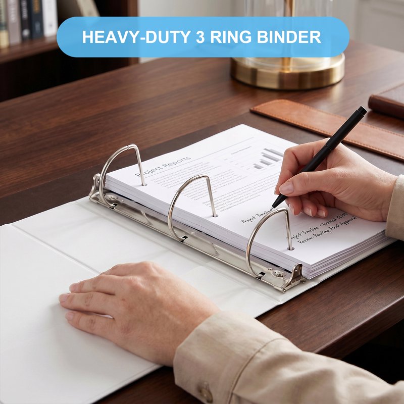 Heavy-Duty 3-Inch 3-Ring Binder with Clear Cover - 725 Sheet Capacity, 2-Pack