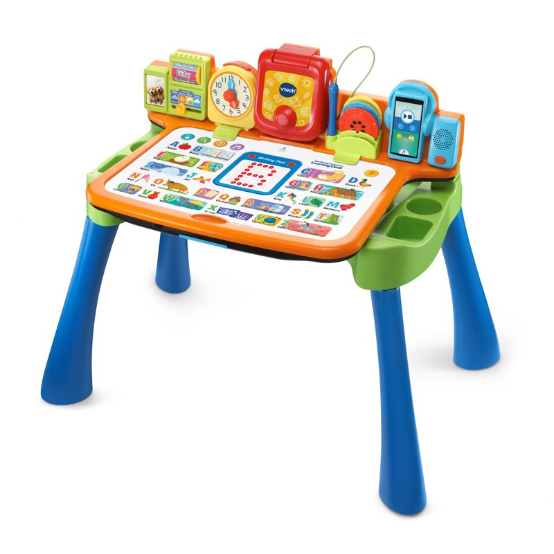 Educational Kids Learning Desk with Interactive Projector & Chalkboard - Toddler Activity Center