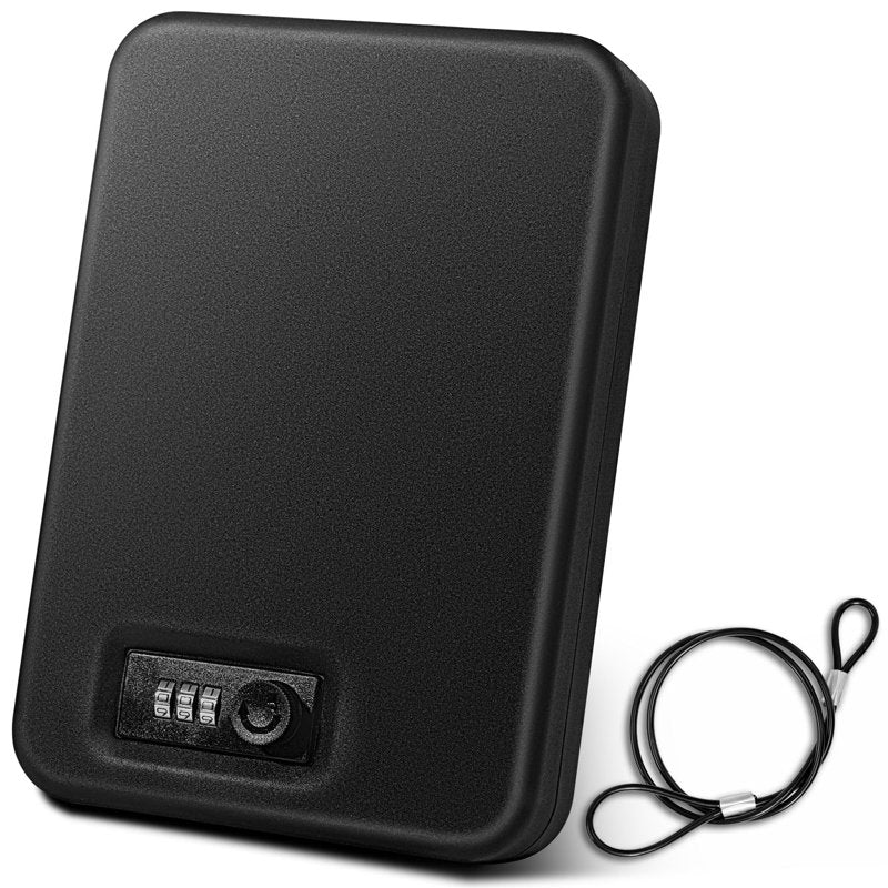 Portable Gun Safe with Combination Lock, Small Handgun Lock Box, Travel Security