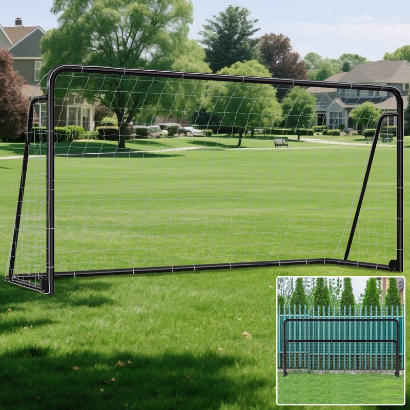 12'x6' Black Soccer Goal Set (B-50 Tube) Portable Backyard Training Equipment