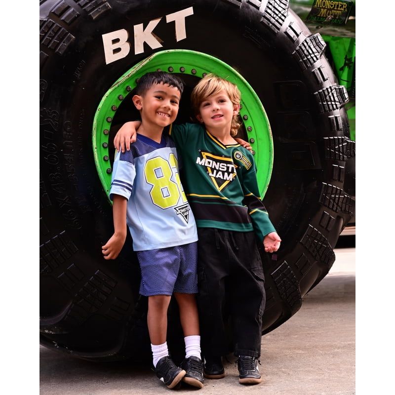 Toddler Boys Monster Jam Graphic Hockey Jersey Long Sleeve Sports Shirt