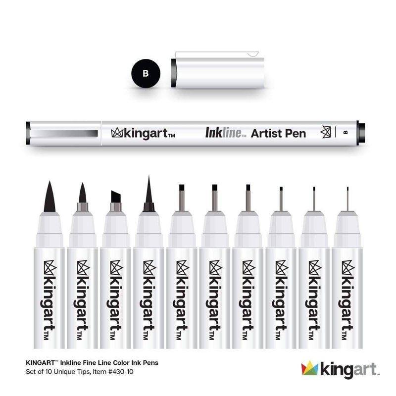 Fine Line Drawing Pen Set - 10 Black Ink Pens for Illustration & Sketching