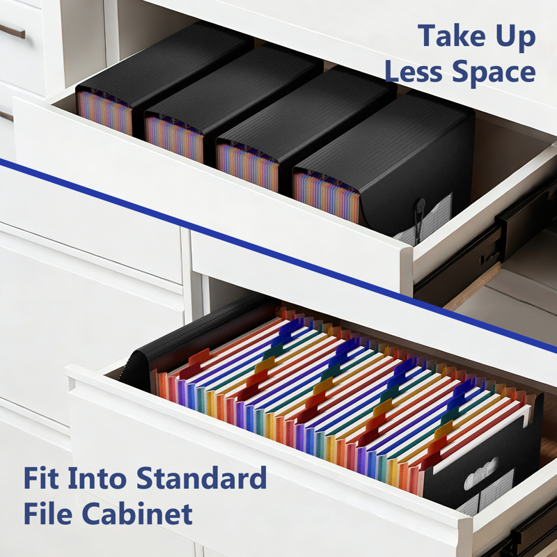 2 Pack Expandable File Folders with 26 Color-Coded Pockets - A4 Letter Size Office Organizer