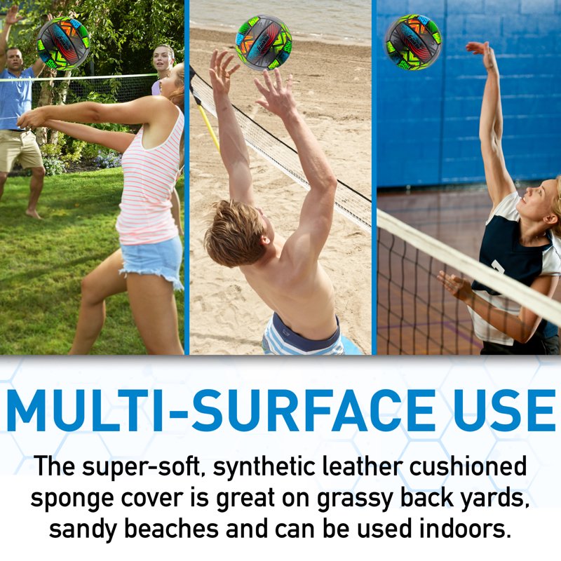 Outdoor Volleyball with Pump - Official Size & Cushioned Synthetic Leather