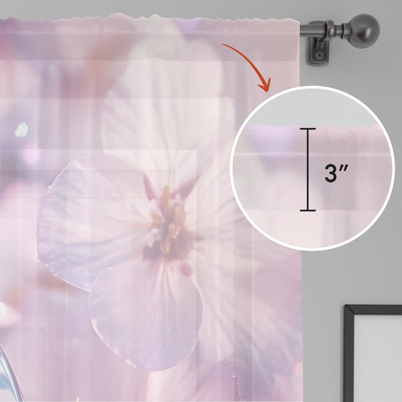 Elegant Purple Sheer Curtains 84 Inch Long 2 Panels Window Drapes for Bedroom & Living Room