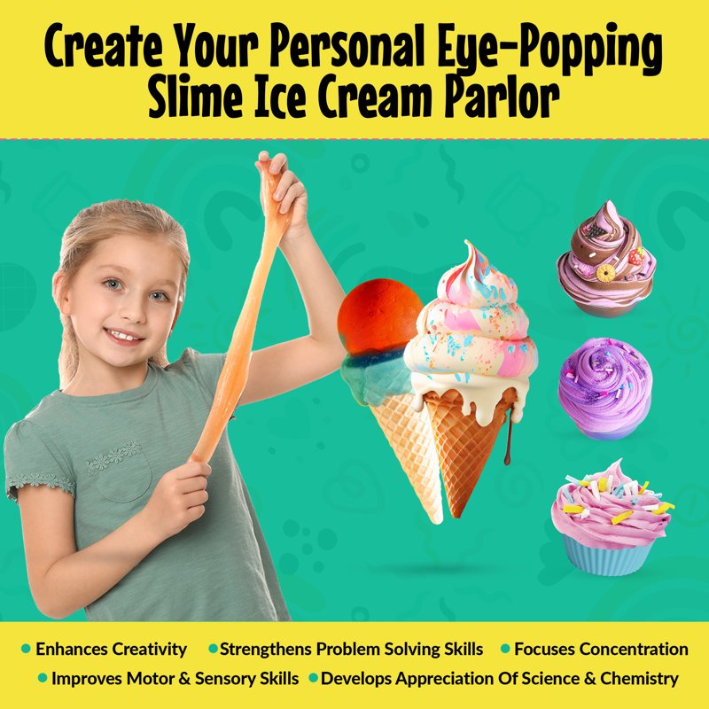 Kids Ice Cream Slime Craft Kit - Pretend Play Food Set for Ages 6+