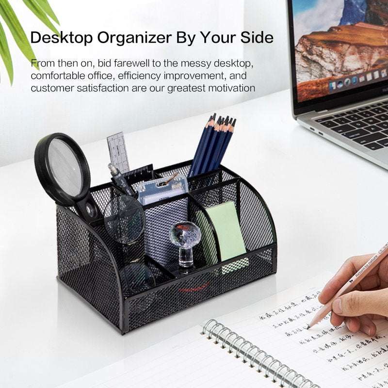 Deli Mesh Desktop Organizer with 7 Compartments for Office Supplies - Black