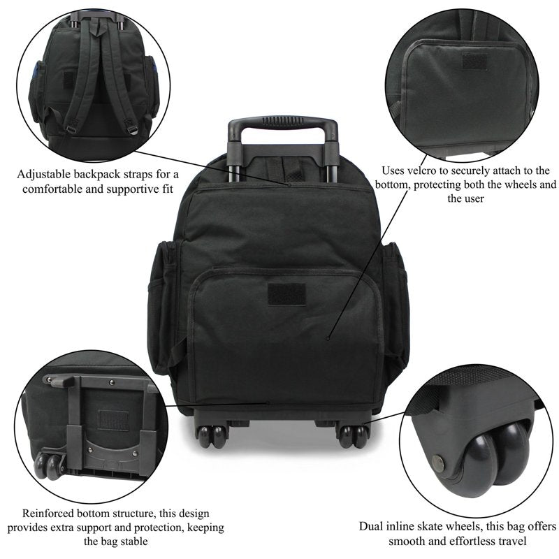 Travel Rolling Backpack 22-Inch Airline Approved Carry-On Durable Polyester