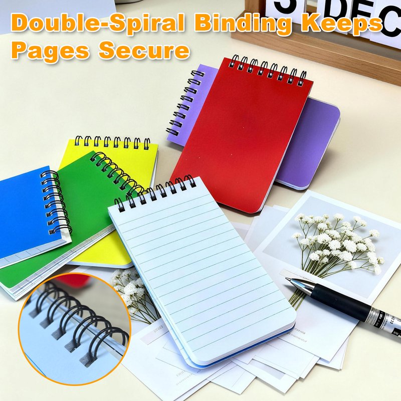 6 Pack Pocket Notebooks - Small Spiral Journals for Work, Travel, Office