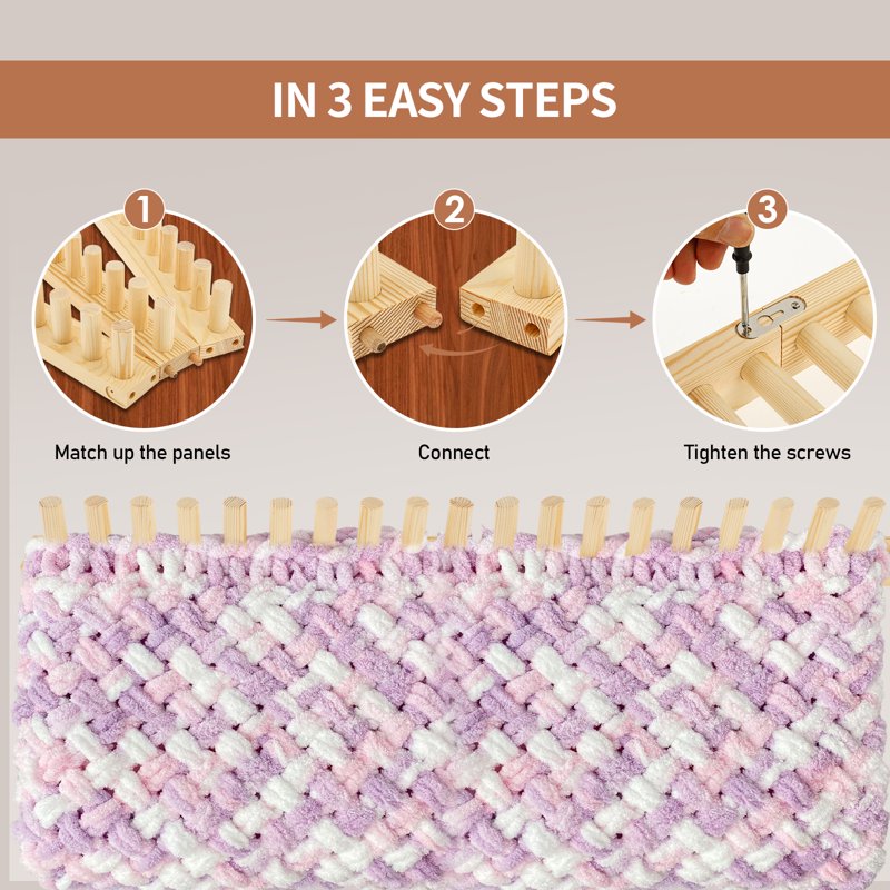 46-Inch Adjustable Chunky Knitting Loom for DIY Blankets & Crafts