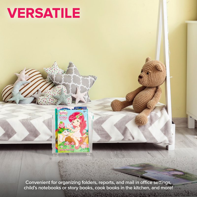 Acrylic Magazine Holder - Crystal Clear, Shatterproof, Space Saver for Office & Home